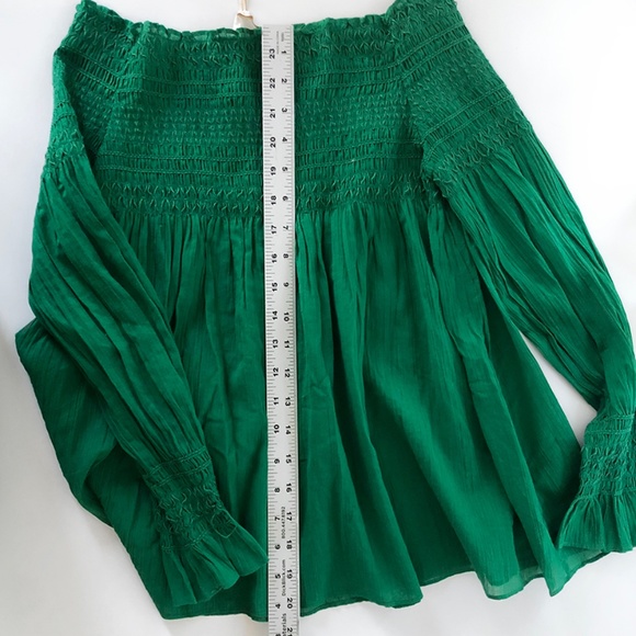 MAJE smocked off the shoulder green top Size 1 - Picture 8 of 10